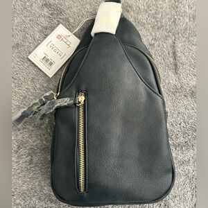 Dark Navy Vegan Leather Sling Bag